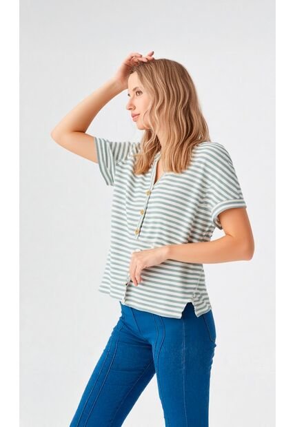 Camiseta Para Mujer Azul Marca L&H Ref. 2J409132