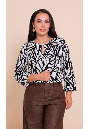 Blusa Para Mujer Manga 3/4 Negro Marca L&H Ref. 5P412311