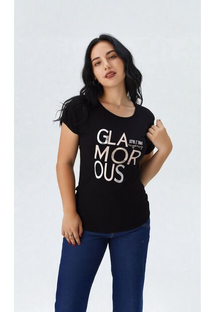 Camiseta Para Mujer Manga Corta Negro Marca L&H Ref. 5G409254