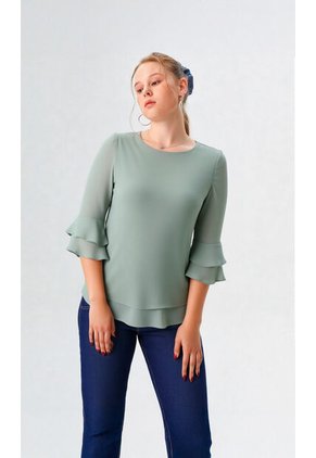 Blusa Para Mujer Manga 3/4 Verde Marca L&H Ref. 5P412271