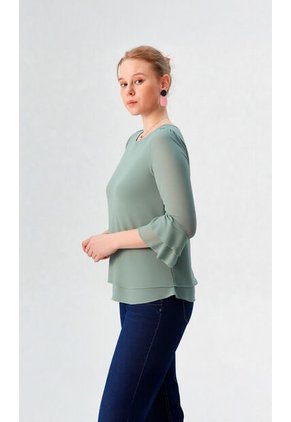 Blusa Para Mujer Manga 3/4 Verde Marca L&H Ref. 5P412271