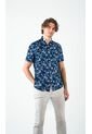Camisa Para Hombre Manga Corta Azul Marca L&H de L&H