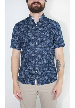 Camisa Para Hombre Manga Corta Azul Marca L&H