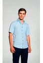 Camisa Para Hombre Manga Corta Azul Marca L&H Ref. 7Y101224 de L&H