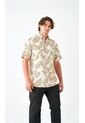 Camisa Para Hombre Manga Corta Beige Marca L&H de L&H