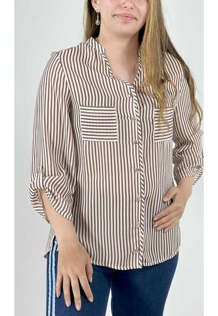 Blusa Para Mujer Manga 3/4 Cafe Marca L&H