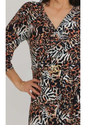 Vestido Para Mujer Manga 3/4 Terracota Marca L&H