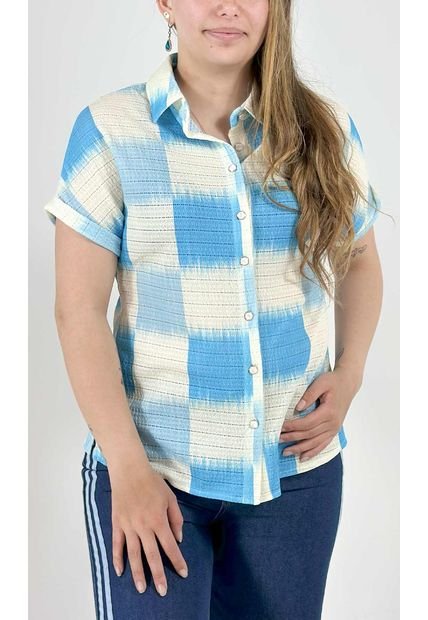 Blusa Para Mujer Manga Corta Azul Marca L&H