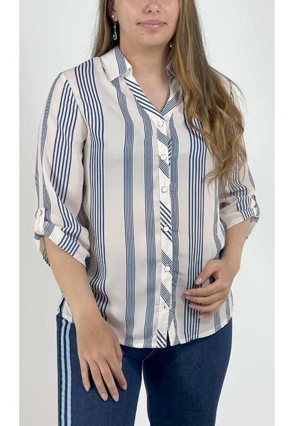 Blusa Para Mujer Manga 3/4 Azul Marca L&H