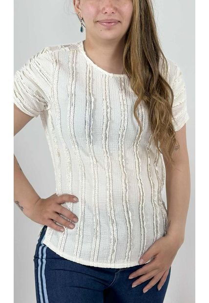 Blusa Para Mujer Manga Corta Crudo Marca L&H