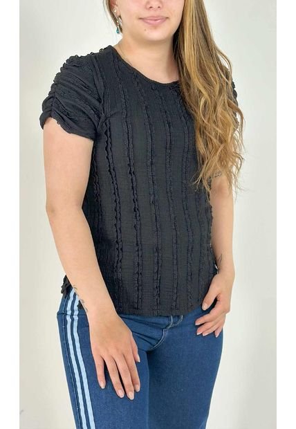Blusa Para Mujer Manga Corta Negro Marca L&H