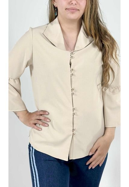 Blusa Para Mujer Manga 3/4 Beige Marca L&H