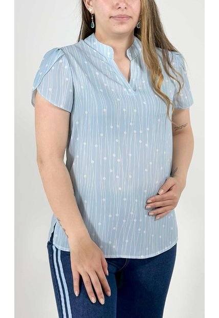 Blusa Para Mujer Manga Corta Azul Marca L&H