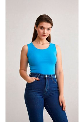 Camiseta Para Mujer Manga Sisa Azul Marca L&H Ref. 1F409240