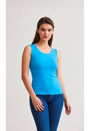 Camiseta Para Mujer Manga Sisa Azul Marca L&H Ref. 1F409240
