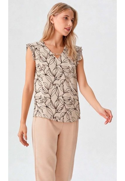 Blusa Para Mujer Manga Sisa Cafe Marca L&H Ref. 1F412728