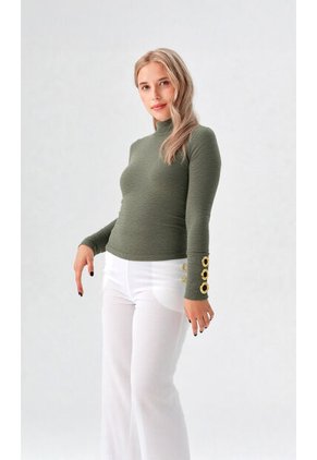 Camiseta Para Mujer Manga Larga Verde Marca L&H Ref. 1F409493