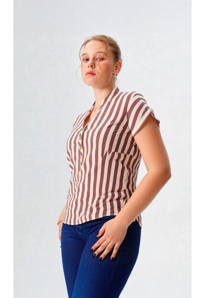 Blusa Para Mujer Manga Corta Cafe Marca L&H Ref. 1F412668