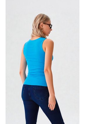 Camiseta Para Mujer Manga Sisa Azul Marca L&H Ref. 1F409240