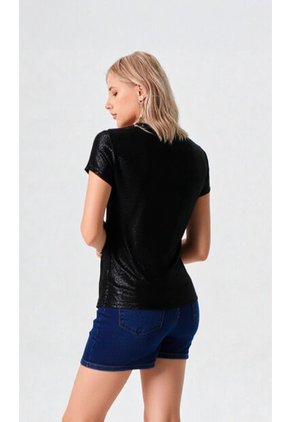 Camiseta Para Mujer Manga Corta Negro Marca L&H Ref. 1F409502