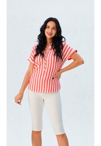 Blusa Para Mujer Manga Corta Coral Marca L&H Ref. 1F412668 L&H