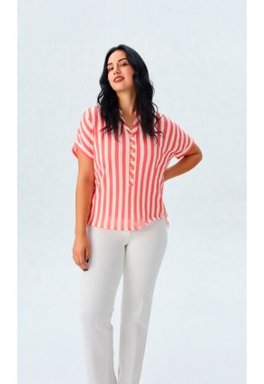 Blusa Para Mujer Manga Corta Coral Marca L&H Ref. 1F412668