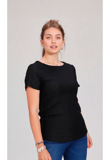 Camiseta Para Mujer Manga Corta Negro Marca L&H Ref. 1F409490
