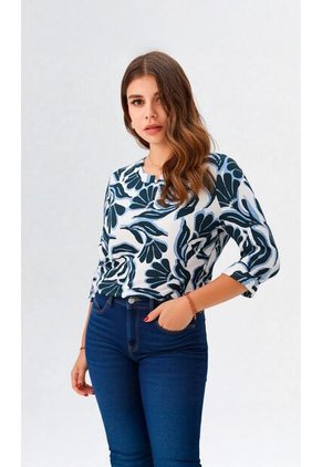 Camiseta Para Mujer Manga 3/4 Azul Marca L&H Ref. 1F409497