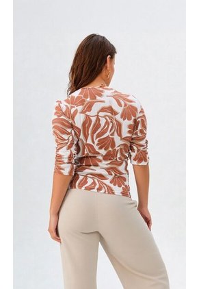 Camiseta Para Mujer Manga 3/4 Beige Marca L&H Ref. 1F409497