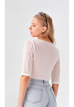 Blusa Para Mujer Manga 3/4 Blanco Marca L&H Ref. 1F412689