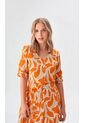 Vestido Para Mujer Manga Corta Naranja Marca L&H Ref. 1F417023 de L&H
