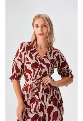 Vestido Para Mujer Manga Corta Terracota Marca L&H Ref. 1F417023