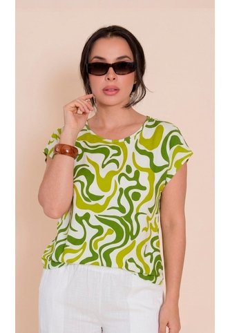 Camiseta Para Mujer Manga Corta Verde Marca L&H Ref. 2J409134 L&H