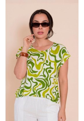 Camiseta Para Mujer Manga Corta Verde Marca L&H Ref. 2J409134