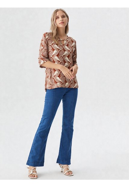 Camiseta Para Mujer Manga 3/4 Beige Marca L&H Ref. 2J409124
