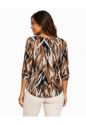 Camiseta Para Mujer Manga 3/4 Cafe Marca L&H Ref. 2J409135