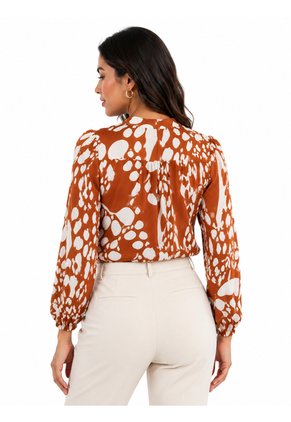 Blusa Para Mujer Manga 3/4 Terracota Marca L&H Ref. 5P412307