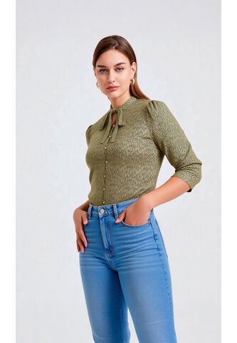 Blusa Para Mujer Manga 3/4 Verde Marca L&H Ref. 9V412008 L&H