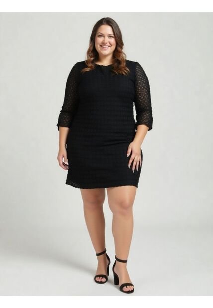 Vestido Para Mujer. Manga 3/4 Negro Marca L&H