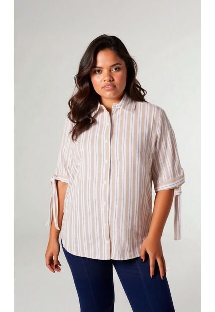 Blusa Para Mujer. Manga Corta Beige Marca L&H Ref. 1F612233