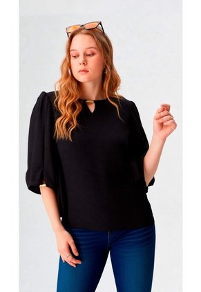 Blusa Para Mujer Manga 3/4 Negro Marca L&H Ref. 5P412280