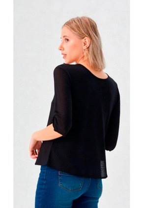 Blusa Para Mujer Manga 3/4 Negro Marca L&H Ref. 5P412280