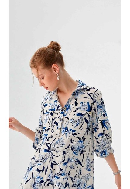 Blusa Para Mujer Manga 3/4 Azul Marca L&H Ref. 1F412729