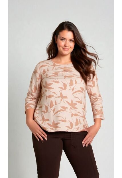 Blusa Para Mujer. Manga 3/4 Taupe Marca L&H