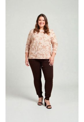 Blusa Para Mujer. Manga 3/4 Taupe Marca L&H