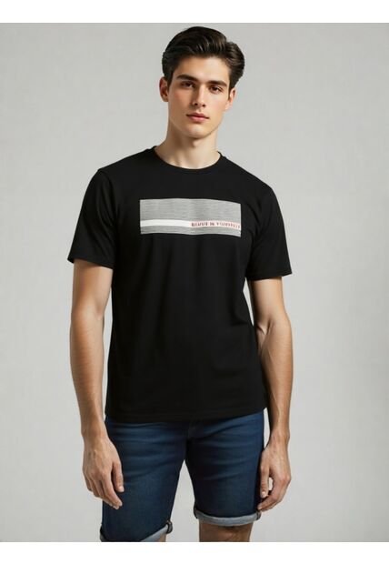 T-Shirt Para Hombre Manga Corta Negro Marca L&H