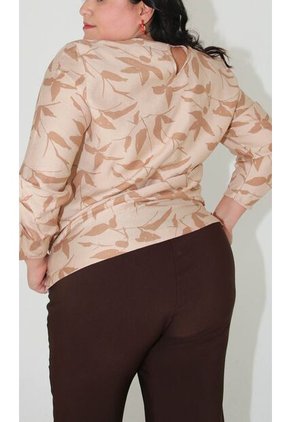 Blusa Para Mujer. Manga 3/4 Taupe Marca L&H