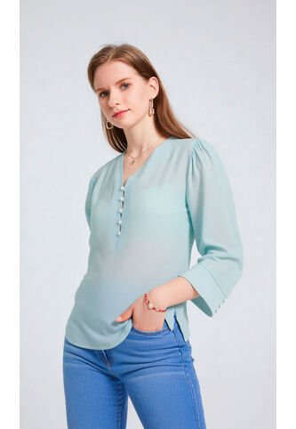 Blusa Para Mujer Manga 3/4 Aguamarina Marca L&H Ref. 5P412250 L&H