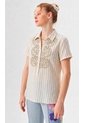 Blusa Para Mujer Manga Corta Beige Marca L&H Ref. 1F412721 de L&H