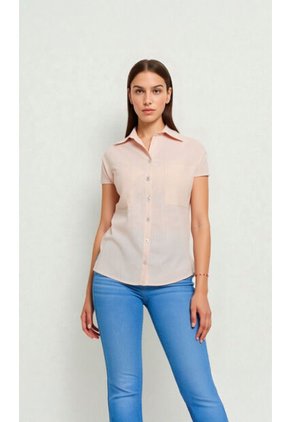 Blusa Para Mujer Manga Corta Beige Marca L&H Ref. 1F412688